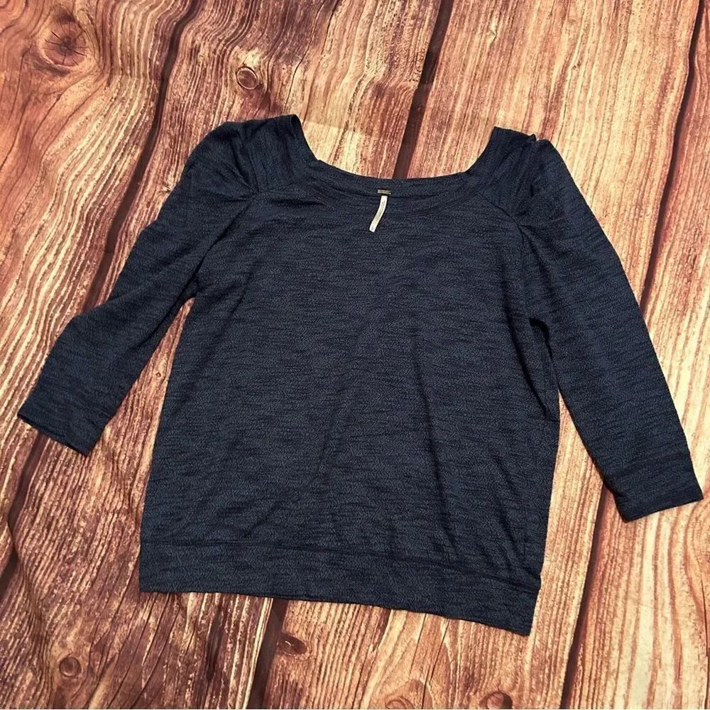 Women’s Free People Juliette Blue Marbled Puff Sleeve 3/4 Sleeves Size L
